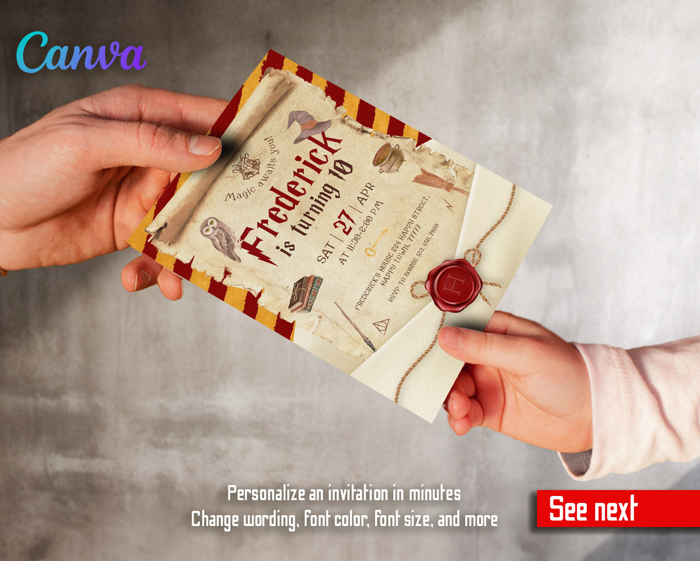 Harry Potter customizable invitation template | Share or Print |  | ET816