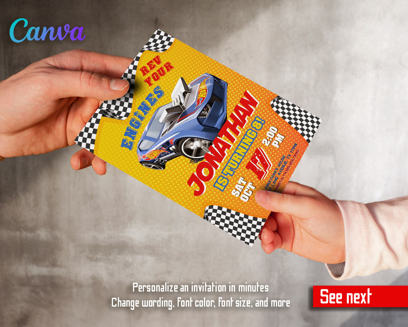 Hot Wheels Racing  customizable invitation template | Share or Print | boy | ZV697