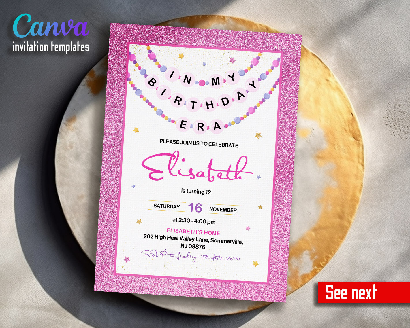 Taylor Swift Eras Tour  customizable invitation template | Share or Print | girl | YK853