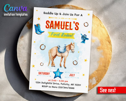 Cowboy Rodeo customizable invitation template | Share or Print | boy | TI318