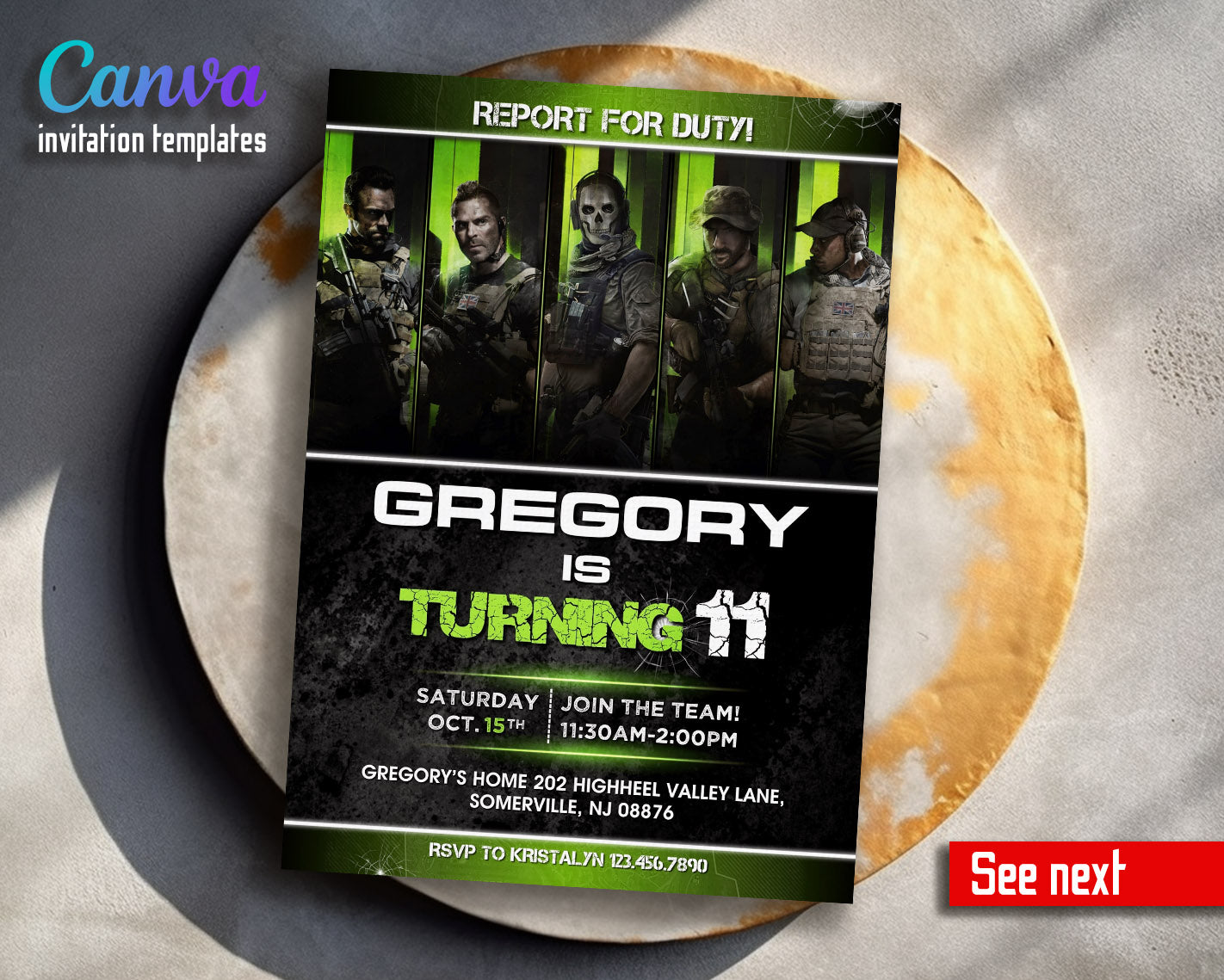 Call of Duty Gamer customizable invitation template | Share or Print | boy | IK028