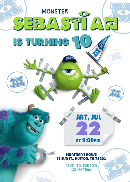 Monsters, Inc.  customizable invitation template | Share or Print |  | XD620