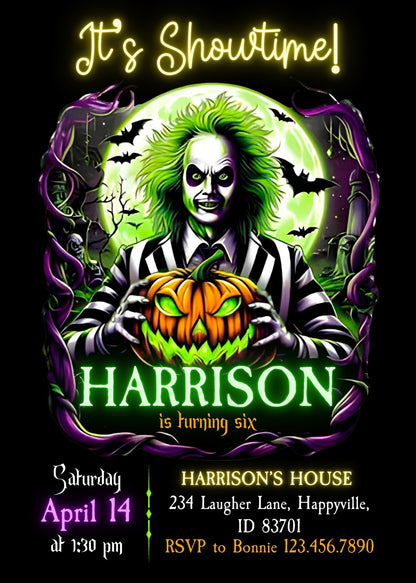 Beetlejuice Halloween customizable invitation template | Share or Print |  | GV635