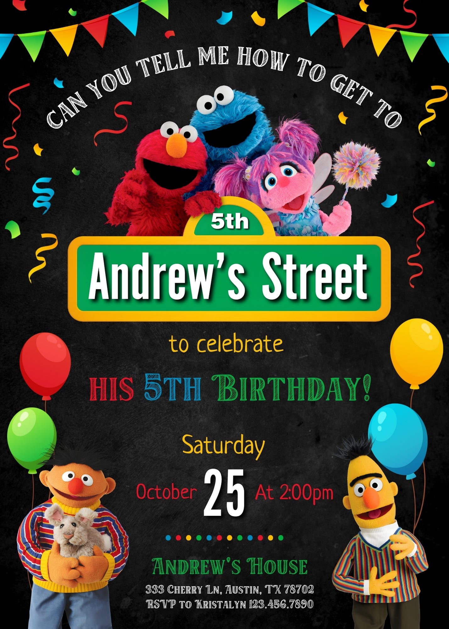 Sesame Street customizable invitation template | Share or Print |  | WB421