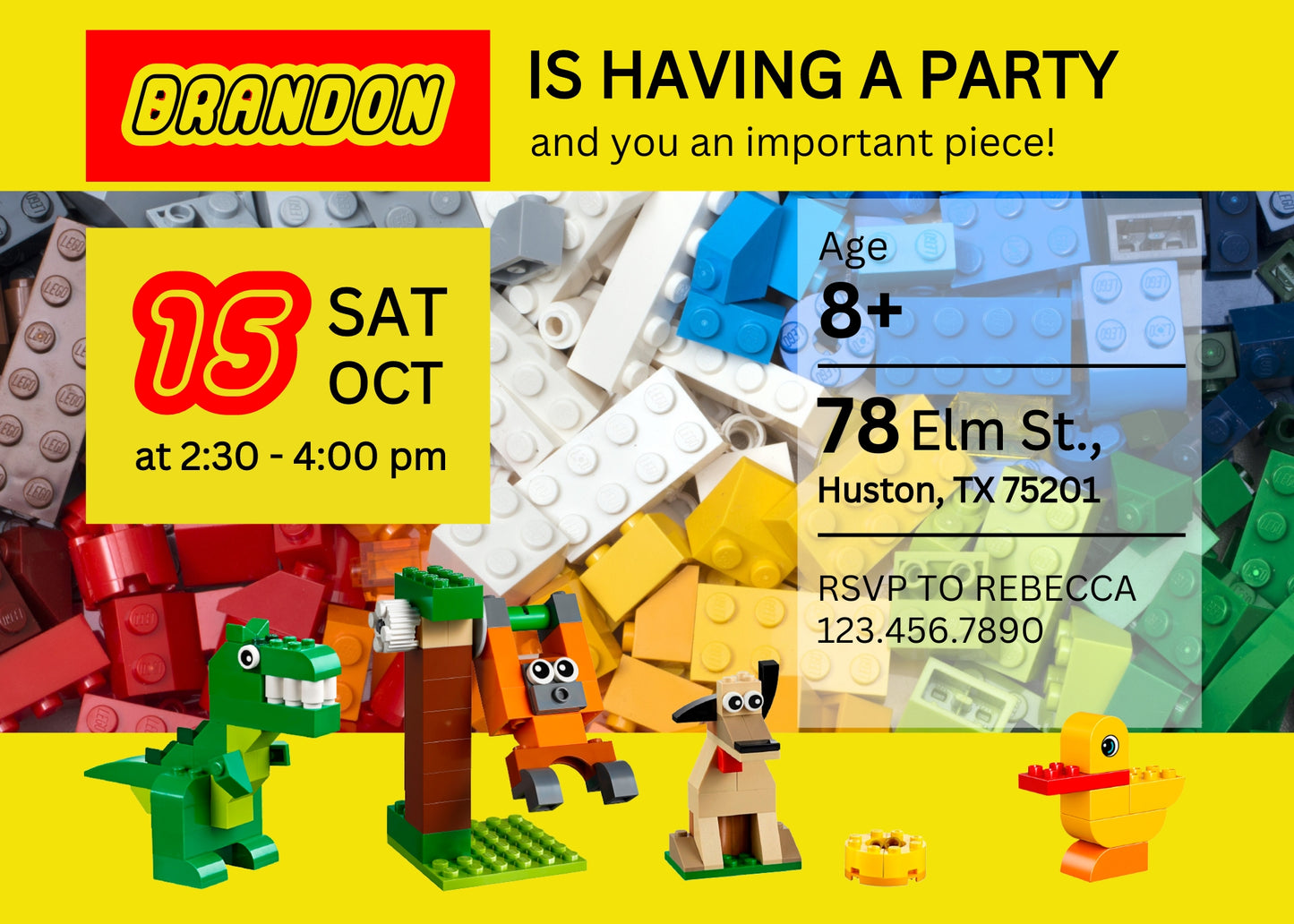 Lego  customizable invitation template | Share or Print |  | PR018