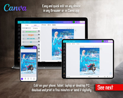 Frozen Elsa  customizable invitation template | Share or Print | girl | FQ179