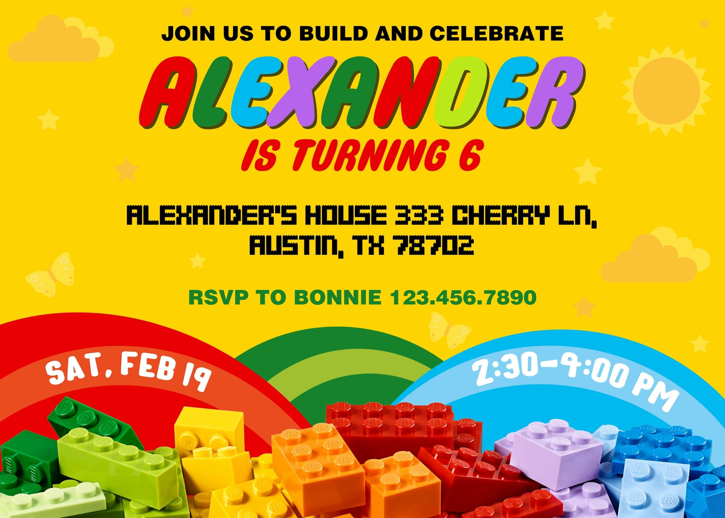 Lego  customizable invitation template | Share or Print |  | IH364