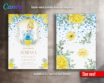 Cinderella Princess customizable invitation template | Share or Print | girl | LB482