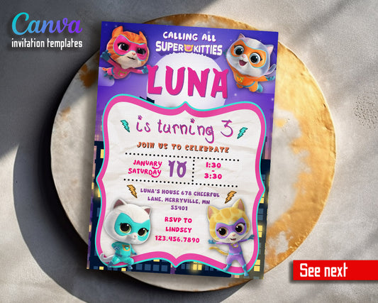 SuperKitties  customizable invitation template | Share or Print |  | SY986