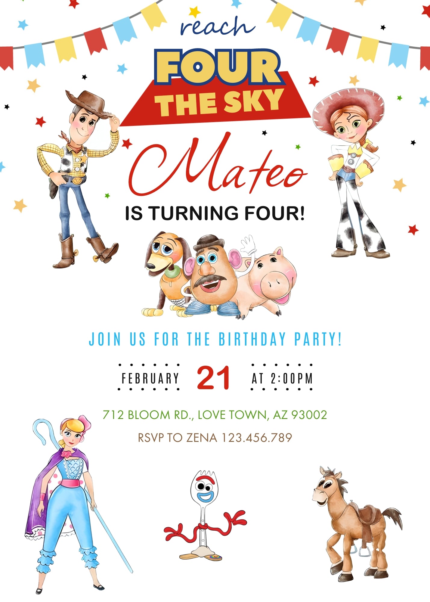 Toy Story Woody  customizable invitation template | Share or Print |  | KY355