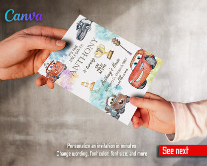 Cars Lightning McQueen customizable invitation template | Share or Print | boy | EQ344