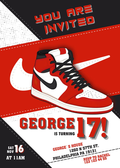 Sneaker Ball Air Jordan Nike customizable invitation template | Share or Print |  | TJ787