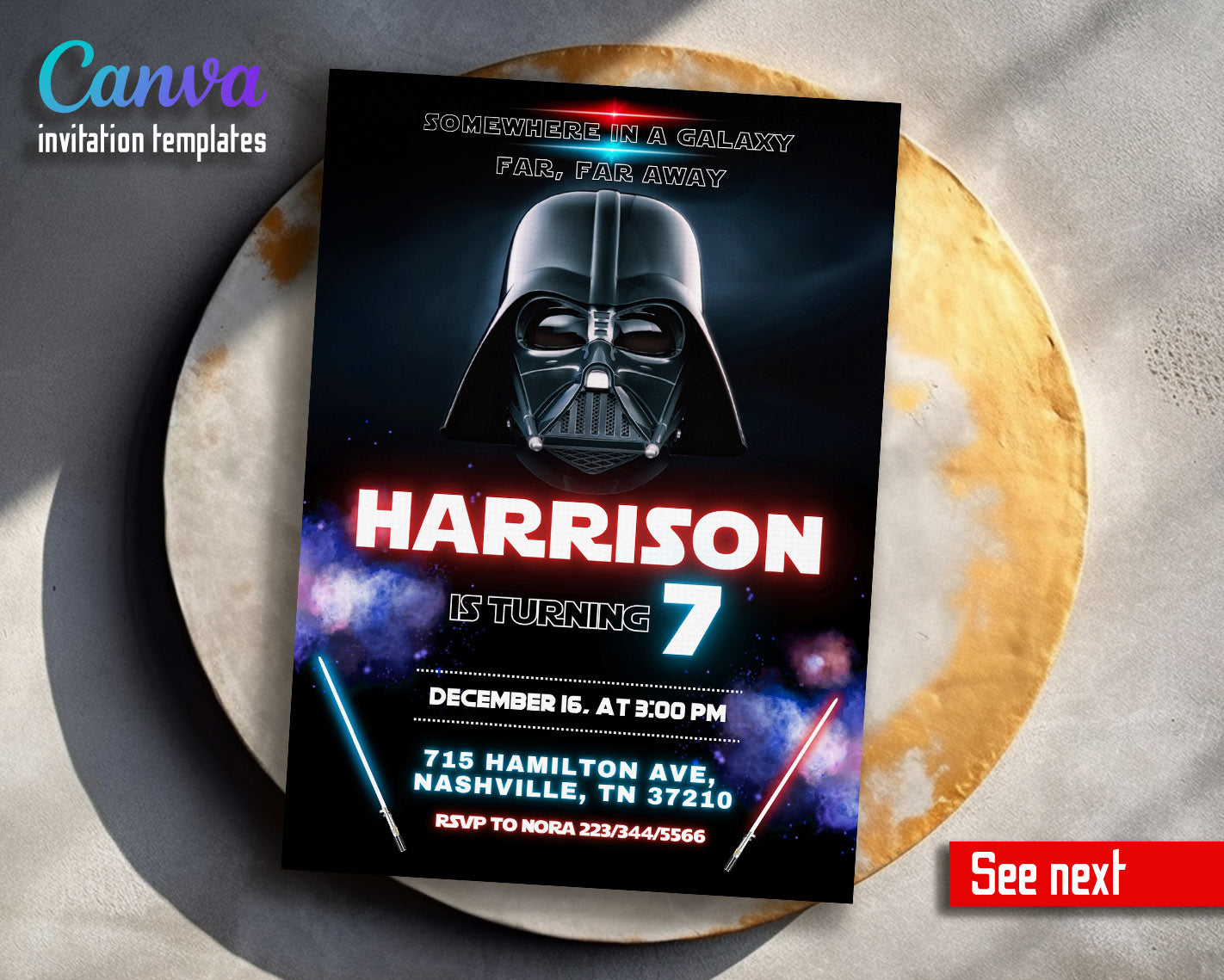 Star Wars Darth Vader  customizable invitation template | Share or Print | boy | YL721