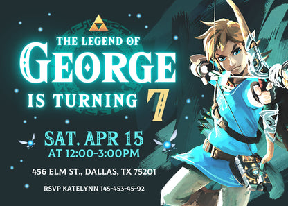 Legend of Zelda  customizable invitation template | Share or Print |  | MR123