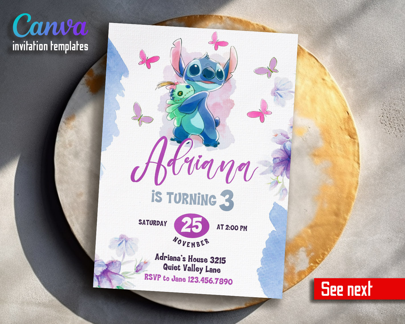 Lilo & Stitch Aloha customizable invitation template | Share or Print |  | HR486