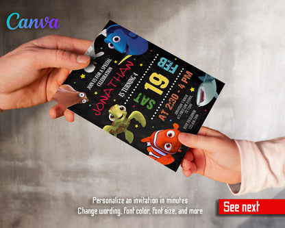 Finding Dory Nemo customizable invitation template | Share or Print |  | ZV109