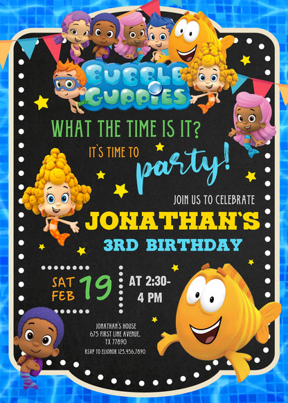 Bubble Guppies customizable invitation template | Share or Print |  | IG784