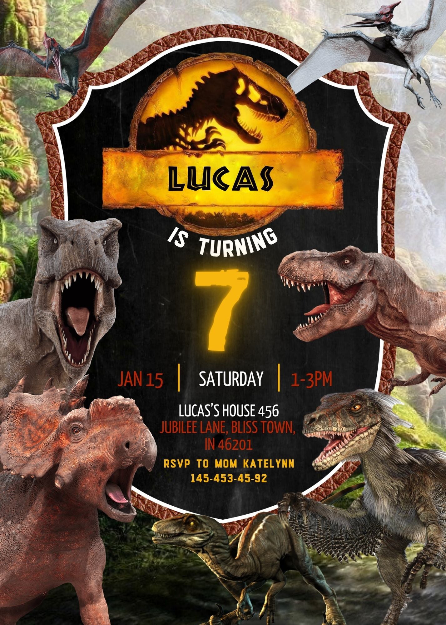 Jurassic Park customizable invite template | instant download | Share or Print | FP024