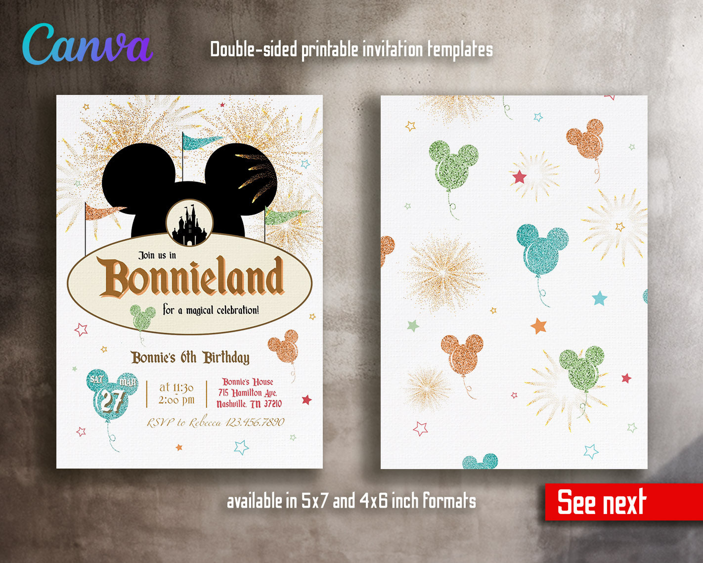 Disneyland  customizable invitation template | Share or Print | girl | JQ437