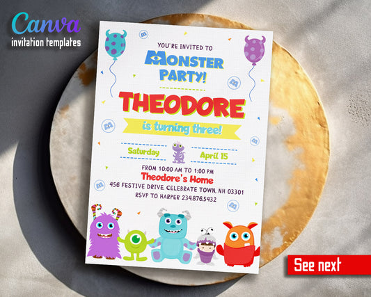 Monsters, Inc.  customizable invitation template | Share or Print |  | NC628