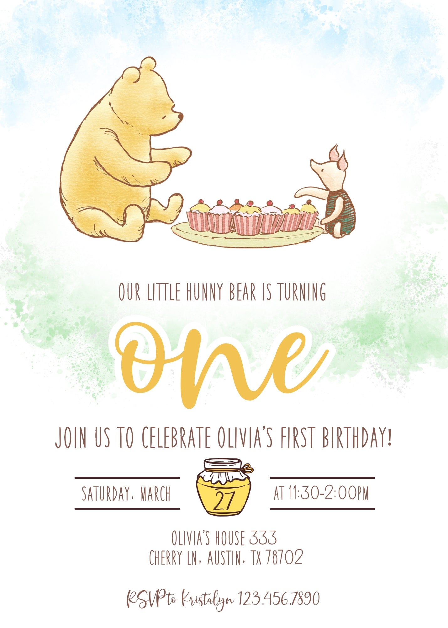 Winnie the Pooh  customizable invitation template | Share or Print |  | IA620