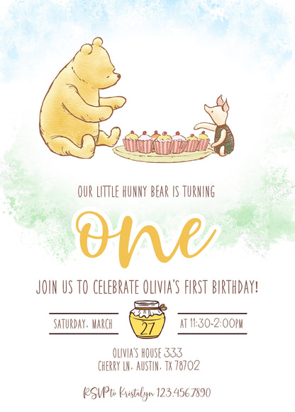 Winnie the Pooh  customizable invitation template | Share or Print |  | IA620