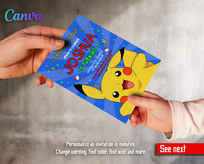 Pokemon Pikachu  customizable invitation template | Share or Print |  | PZ454