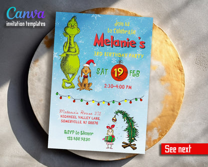 The Grinch  Merry Grinchmas customizable invitation template | Share or Print |  | DD707