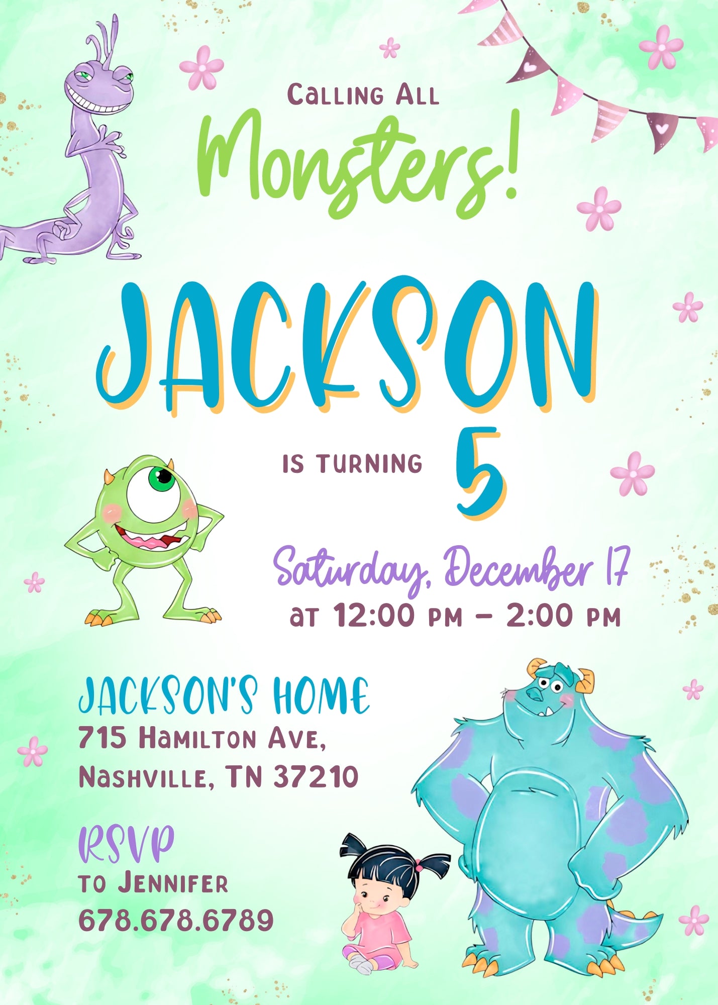 Monsters, Inc.  customizable invitation template | Share or Print |  | OQ796