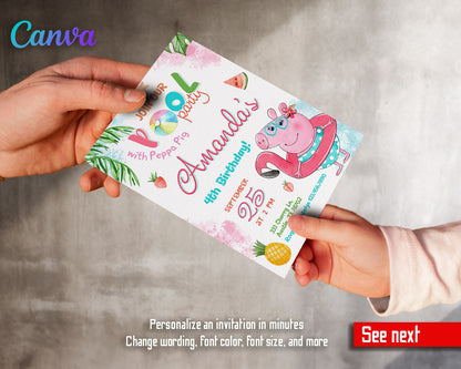 Peppa Pig customizable invitation template | Share or Print | girl | JN306