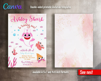 Baby Shark  customizable invitation template | Share or Print |  | FP185