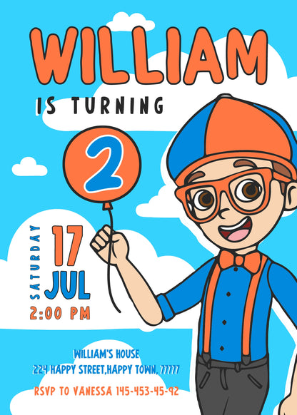 Blippi   customizable invitation template | Share or Print |  | ZP489