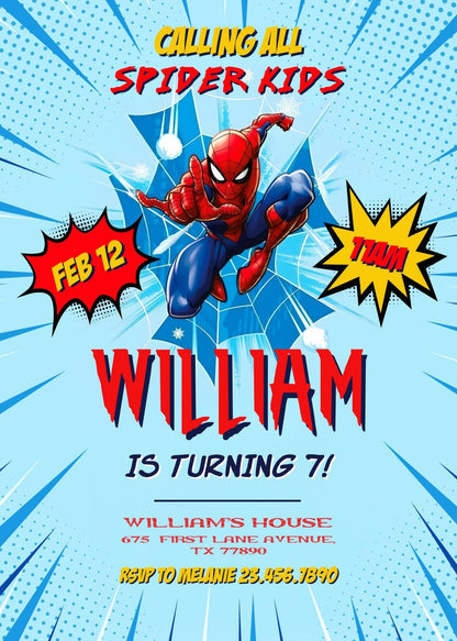 Spiderman customizable invite template | instant download | Share or Print | AB178