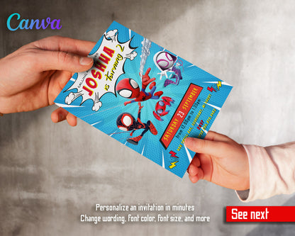 Spidey and His Amazing Friends customizable invitation template | Share or Print | boy | JK538