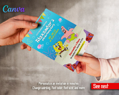 SpongeBob SquarePant customizable invitation template | Share or Print |  | DH554