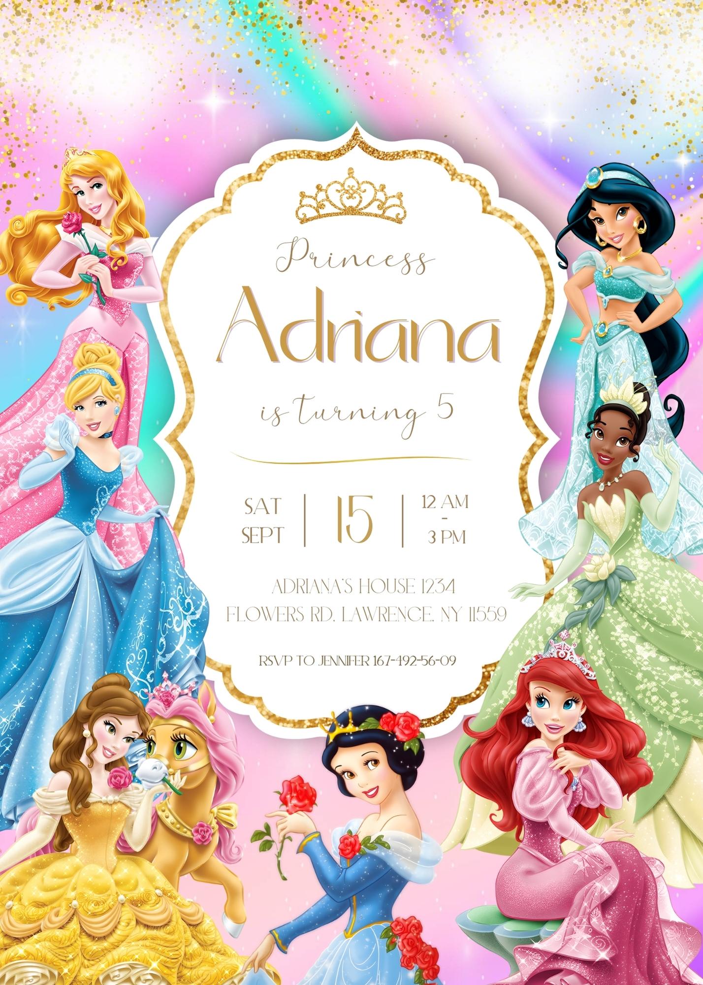 Disney Princess  customizable invitation template | Share or Print | girl | KW985