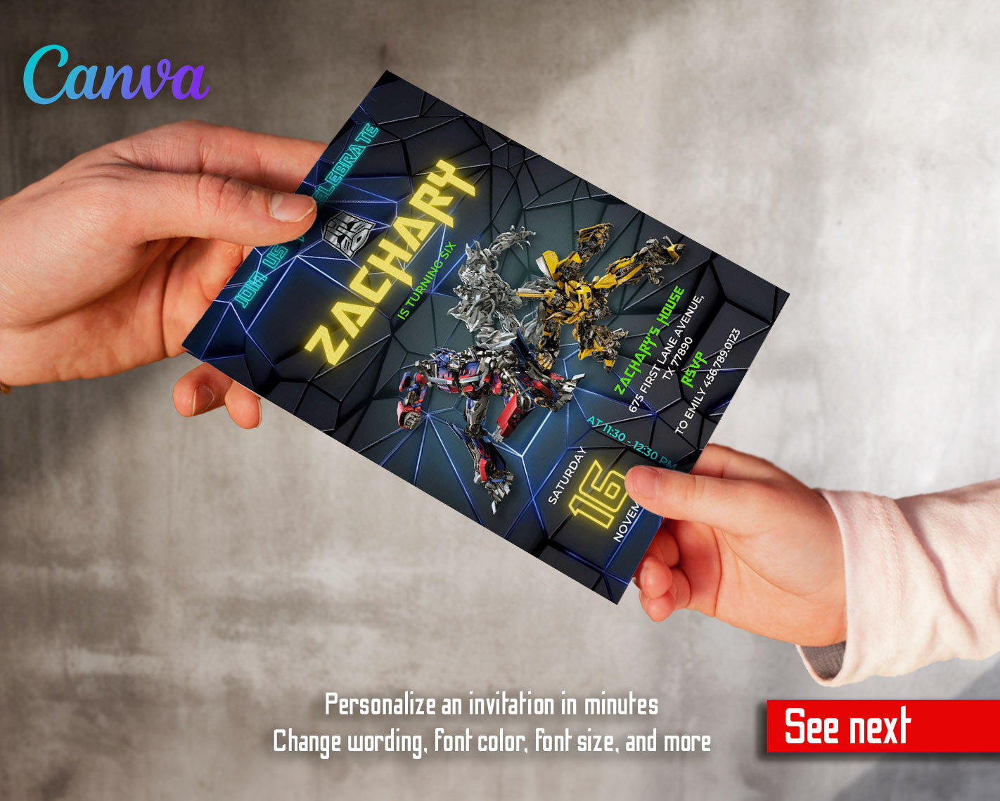 Transformers Rescue Bots customizable invitation template | Share or Print | boy | VY998