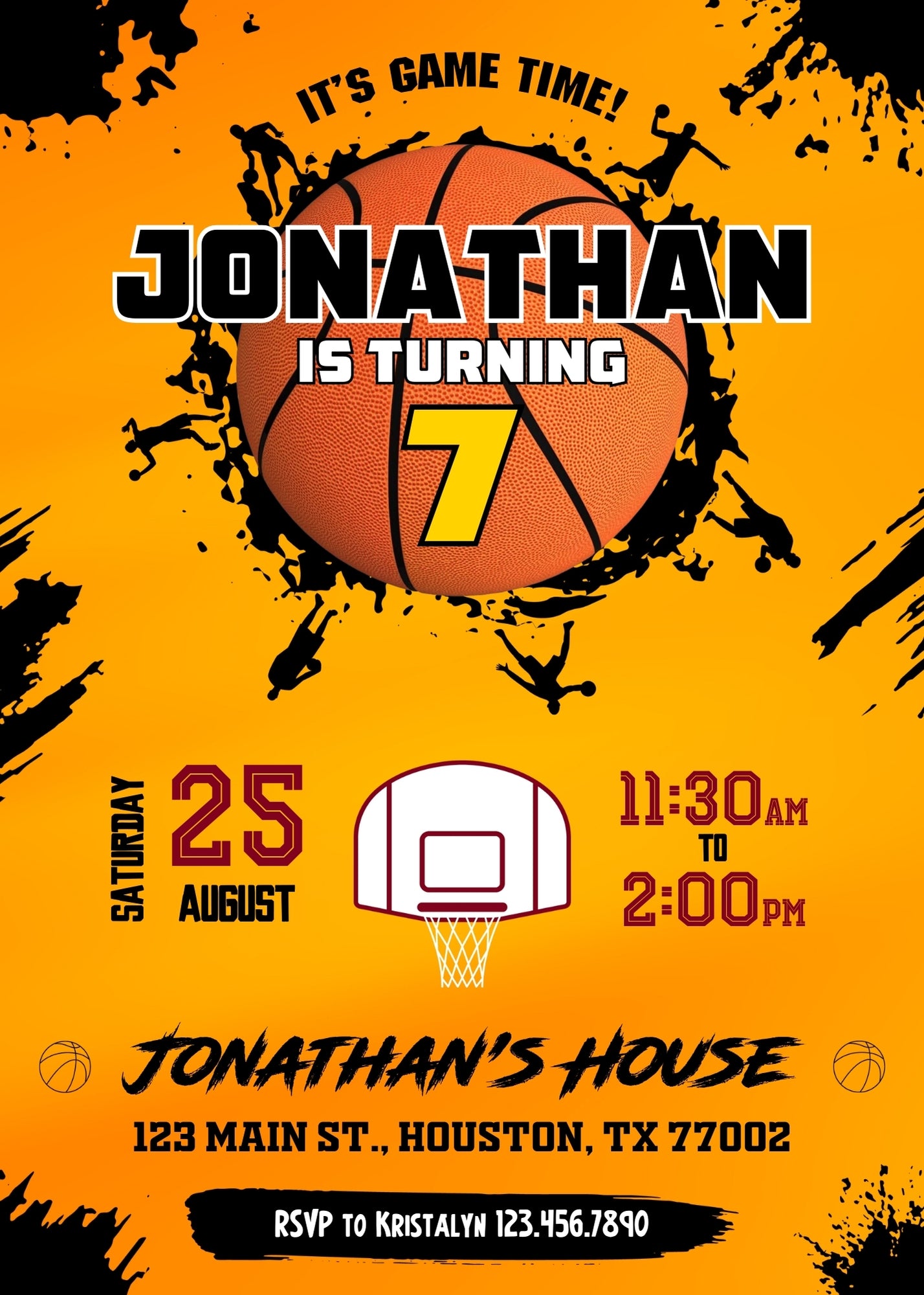 Basketball NBA Slam Dunk  customizable invitation template | Share or Print | boy | CE681