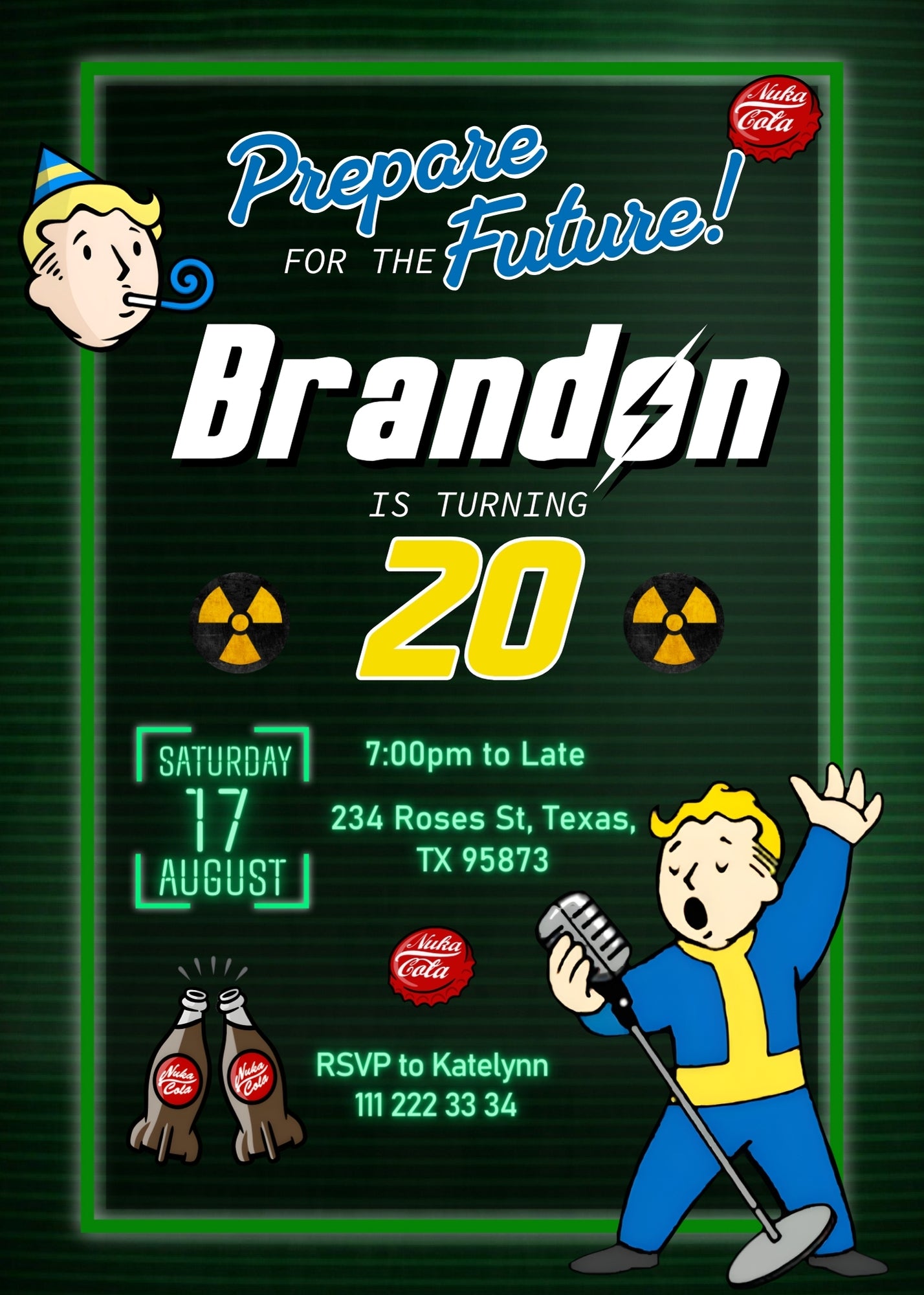 Fallout Pipboy customizable invitation template | Share or Print |  | UR428