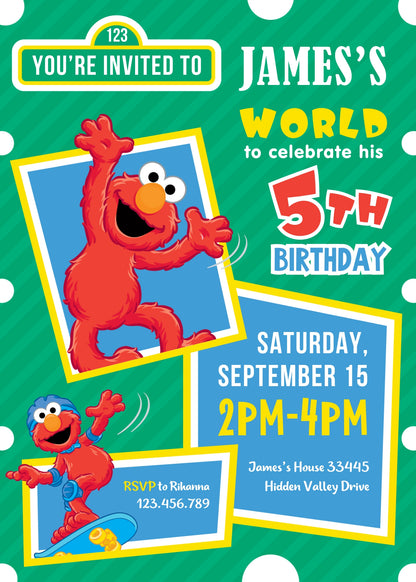 Sesame Street Elmo customizable invitation template | Share or Print |  | GJ706