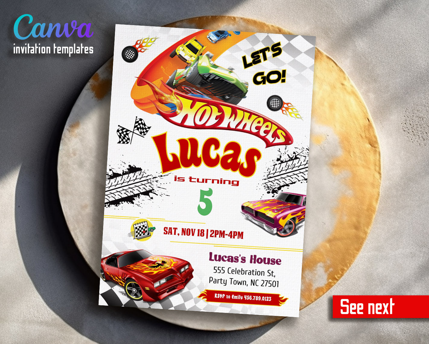 Hot Wheels Racing customizable invitation template | Share or Print | boy | LK759