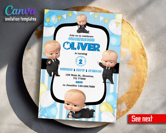 Baby Boss  customizable invitation template | Share or Print | boy | JM928