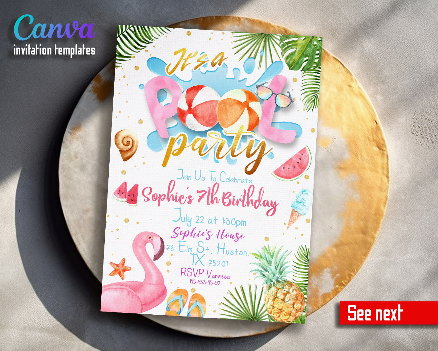 Pool Party customizable invitation template | Share or Print |  | IG319