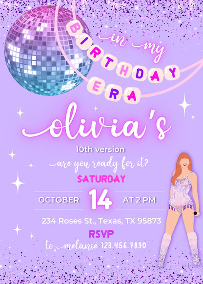 Taylor Swift Eras Tour  customizable invitation template | Share or Print | girl | HX197