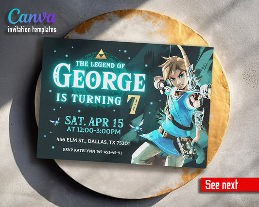 Legend of Zelda  customizable invitation template | Share or Print |  | MR123