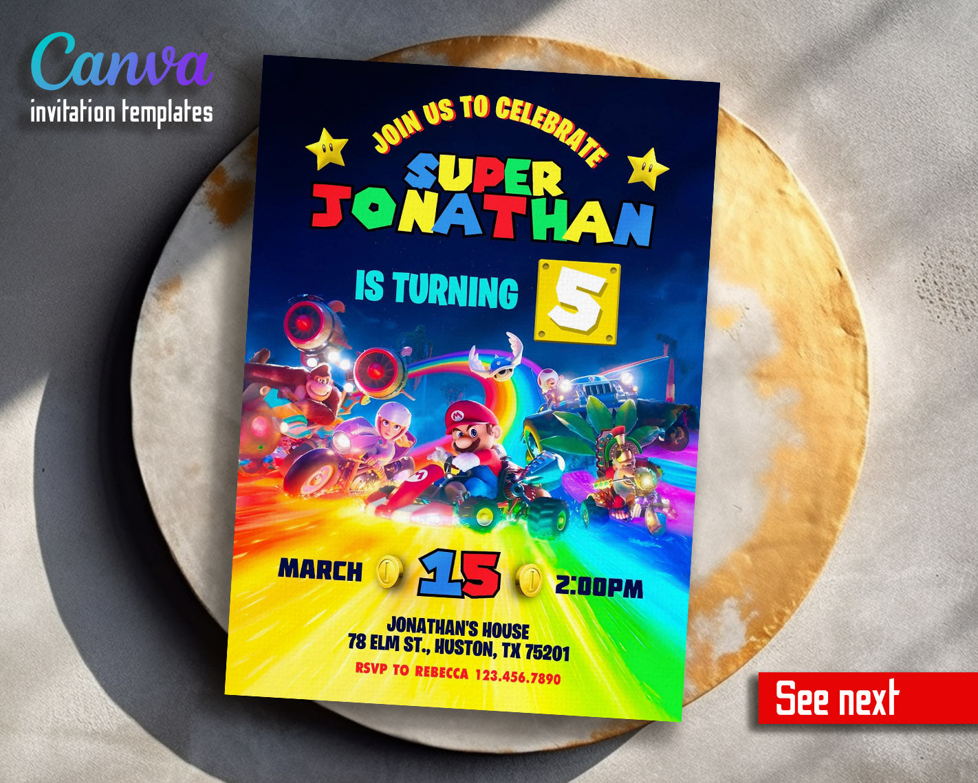 Super Mario Bros  customizable invitation template | Share or Print |  | UQ473