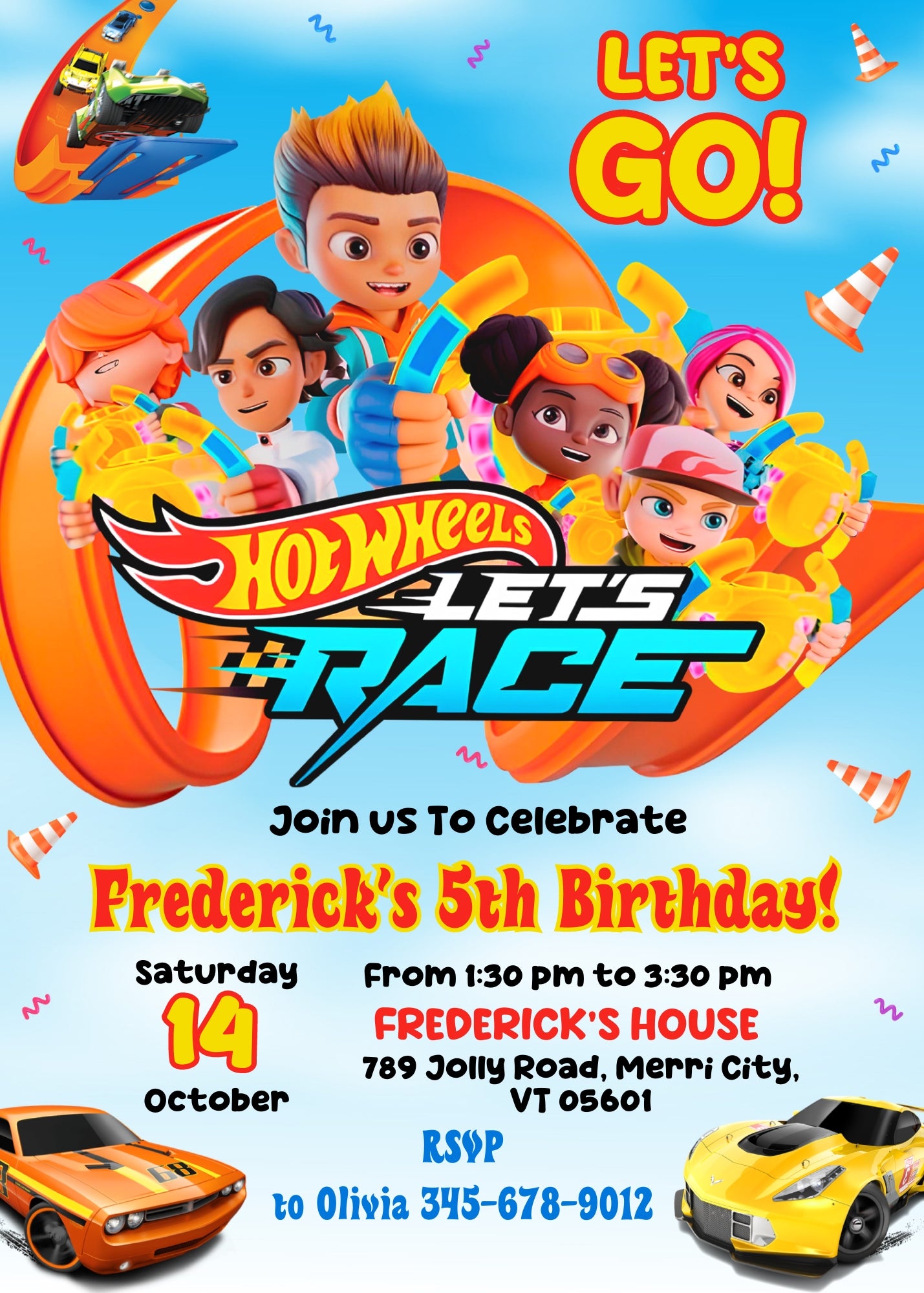 Hot Wheels Let's Race customizable invitation template | Share or Print | boy | QY178