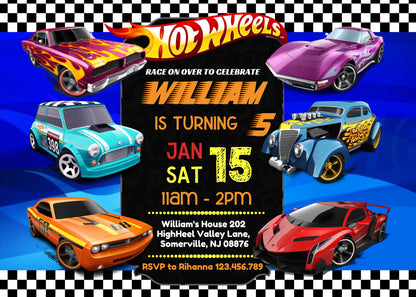 Hot Wheels customizable invite template boy | instant download | Share or Print | XQ718