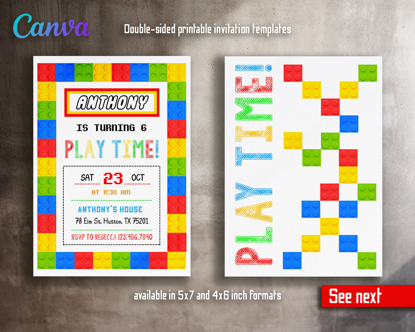 Lego  customizable invitation template | Share or Print |  | WK178