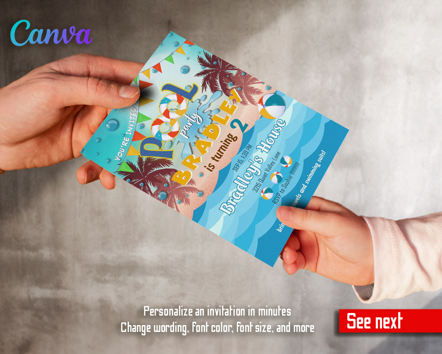 Pool Party customizable invitation template | Share or Print |  | DJ290